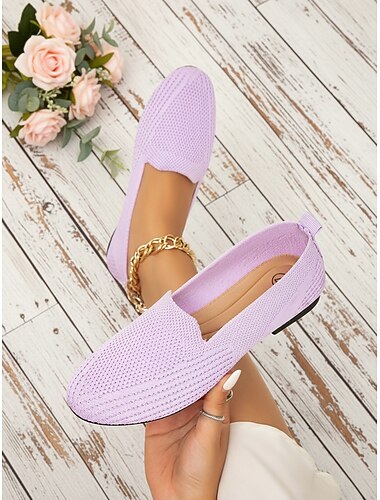  Naisten violetit pehmeät neulekengät – minimalistiset, hengittävät ja kevyet toimistolle, työmatkoille, matkoille ja jokapäiväiseen käyttöön