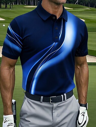 Pánské Geometrické tvary Golf Sportovní polokošile Krátký rukáv Polo tričko Košile s límečkem Na běžné nošení Oblečení na atletiku Knoflíky Jaro léto Vodní modrá Černá Fialová