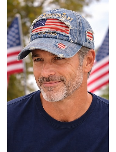  Cappellino da baseball Bandiera Americana Retrò Vintage Eredità Patriotico 1776-2026 per Unisex Adulti Lavaggio acido  per Giorno dell'Indipendenza / 4 Luglio 4 Luglio All'aperto Casual Quotidiano