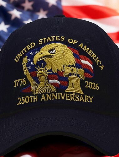  Mütze zum 250. Jahrestag der Vereinigten Staaten, gestickter Weißkopfseeadler, patriotische Baseballkappe, verstellbare Retro-Kappe für Damen und Herren, Jubiläums-Sonderedition