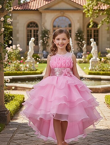  Sukienka dla dziewczynki z kwiatami Dla dziewczynek Suknia formalna Strój ślubny Impreza Ślub Formalny Godny podziwu Księżniczka Piękny Sukienka do Pierwszej Komunii Niejednolita całość Siateczka