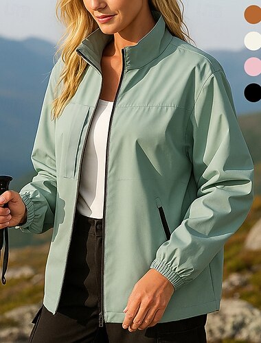  Dame Vindtæt jakke Softshell jakke Trekking-jakke Udendørs Vandtæt Vindtæt Vandretøj Vandretøj Forår Efterår Toppe Camping / Vandring / Grotteudforskning Løb Helfarve Sort Hvid Lys pink