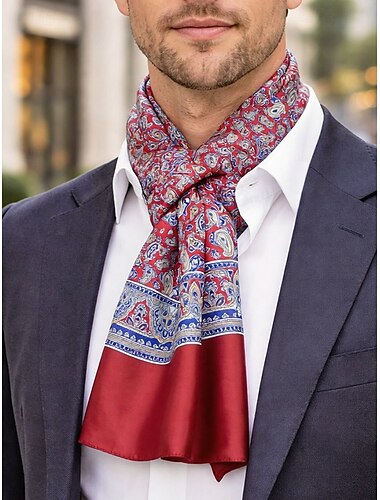  sciarpa da uomo con stampa paisley, sciarpa leggera in poliestere con fantasia multicolore, stile classico ed elegante per uomo, adatta per l'uso quotidiano, casual da lavoro, feste e stile stagionale