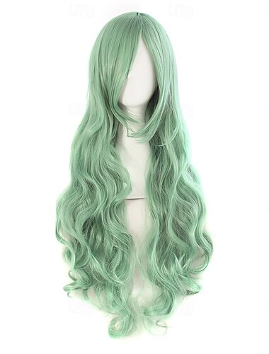  Perruque de costume cosplay spiralée bouclée longue de 80 cm (gris vert)