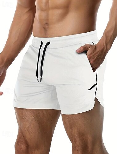  Męskie Spodenki do biegania Sportowe szorty Spodenki na siłownię Ściągana na sznurek Kieszeń Elastyczny pas Doły Codzienny Na zewnątrz Urlop Lato Szybkie wysychanie Lekki Miękka Trening w siłowni