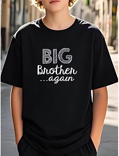  Garçons 3D Graphique Lettre T-shirt Manche Courte Impression 3D Été Printemps Sports Mode Streetwear Enfants 4-12 ans Col Rond Occasionnel Quotidien Extérieur Coupe régulière