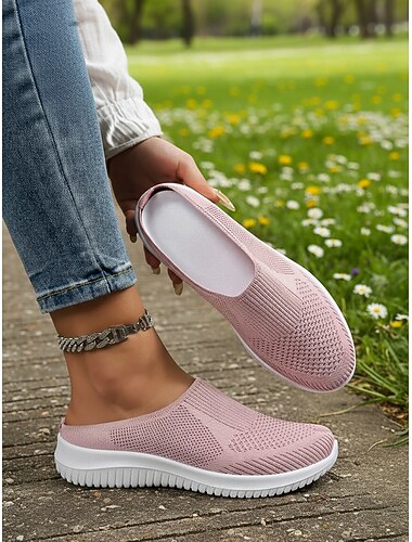  Damskor med andningsfunktion och slip-on-teknik – lätta, stretchiga mesh-slip-ons för resor, vardagsbruk, shopping och promenader utomhus