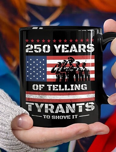  Yhdysvallat 250-vuotisjuhlamuki Patriottinen lahja Semiquincentennial keraaminen kahvimuki 1776-2026 Itsenäisyyspäivä 4. heinäkuuta lahja miehille ja naisille Mikroaaltouunissa ja astianpesukoneessa
