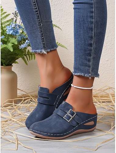  zoccoli comodi blu slip-on da donna – scarpe casual con suola morbida per casa, lavoro, passeggiate, viaggi e uso quotidiano