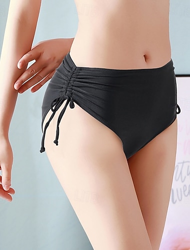  Damen Badeanzug Dehnbare Boxershorts Freche Unterhose Bademode Urlaub Strandbekleidung Einfarbig Ärmellos Badeanzüge