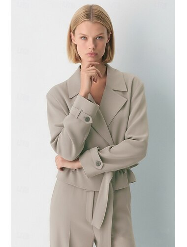  Per donna Giacca blazer Casuale Cocktail Affari Elegante Formale Manica Lunga Collo a Lancia Bavero classico Lato del nodo