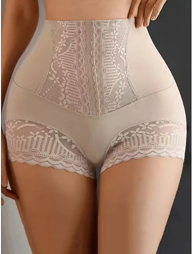  Damen Formende Unterwäsche Mode Süß Einfarbig Spitze Shorts Urlaub Straße Date Schwarz Beige Sommer Frühling Schmale Passform