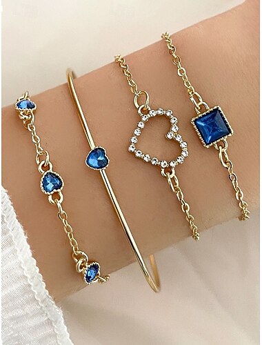  Lagdelt armbåndssett med hjerteformet sjarm til kvinner, flerfargede armbånd i legering med strass, elegante romantiske smykker for kvinner, perfekt for valentinsdagen, fritidsklær, stevnemøter og hverdagsantrekk