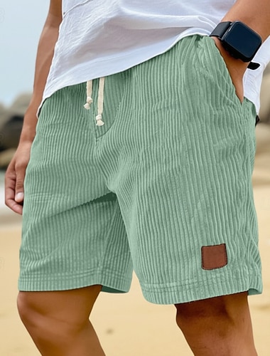  Herren Sommershorts Strandshorts Freizeitshorts Cordshorts Kordelzug Elastischer Bund Einfarbig Komfort Atmungsaktiv Knielang Täglich Outdoor Ferien Urlaub Mode Schwarz Weiß Mikroelastisch