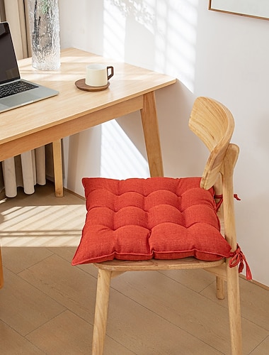  Myk og komfortabel linfarget pute sklisikre med stropper hjemmekontor bar spisestue stol sittepute hage gulvpute