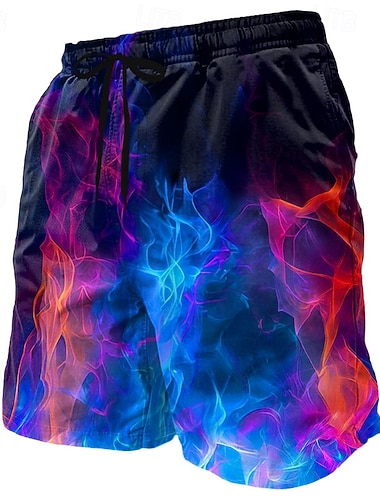  Herre Flamme Neonglød Badeshorts Surfeshorts Medium Midje Fashion Casual utendørs Feriereise Hverdag Sidelommer Mesh fôr Elastisk snøring i midjen Designer Klær