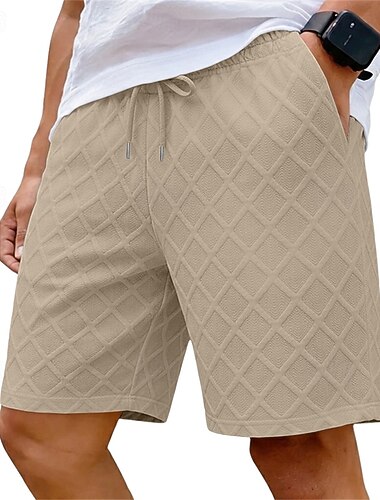  Herren Shorts Freizeitshorts Jacquard Kordelzug Einfach Komfort Atmungsaktiv Knielang Lässig Outdoor Strand Urlaub Mode Schwarz Weiß Mikroelastisch
