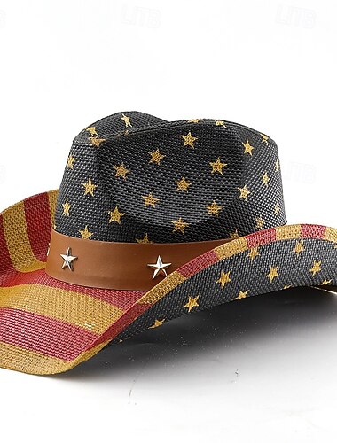  250-årsjubileum USA Retro / vintage Vilda västern Cowboyhatt Cowgirl hatt Cowgirl Cowboy Västerncowboy Maskeradkläder Unisex Maskerad 4 juli Fest Självständighetsdagen Vuxna Hatt Alla årstider