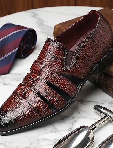  sandali da uomo in similpelle marrone, design con cinturino alla moda, comode ed eleganti calzature per matrimoni in spiaggia