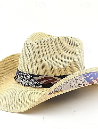  250e jubileum VS Retro vintage Wilde Westen Cowboyhoed Cowgirl hoed Cowgirl Cowboy West Cowboy Kostuum Uniseks Maskerade 4 juli Feest Independence Day Volwassenen Hoed Alle seizoenen