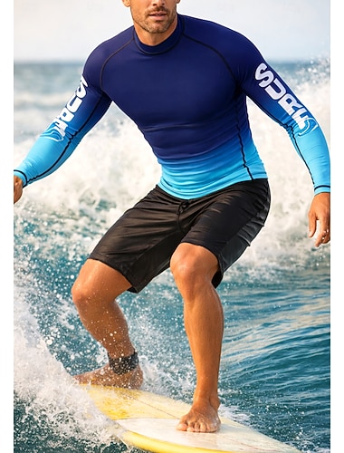  Miesten Vakio Ihottumissuoja Uimapaita Tekstikuvio Kaltevuus Värien estäminen UPF50+ UV suoja Nopea kuivuminen Pitkähihainen Uima-asut Rash guard -suojapaita Lainelautailu Melonta Hiekkaranta Kesä