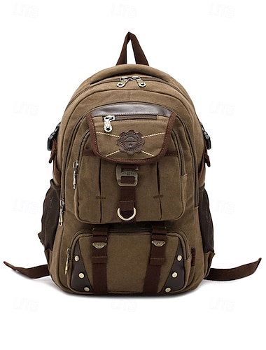  Herenrugzak van canvas, verkrijgbaar in meerdere kleuren, grote capaciteit, perfect voor buitenactiviteiten, school en reizen.