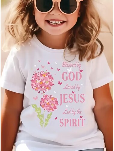  Dívčí 3D Květinový Grafika Tričko Košilky Krátký rukáv 3D tisk Léto Jaro Sportovní Módní Šik ven Děti 4-12 let Tričkový Ležérní Denní Venkovní Běžný