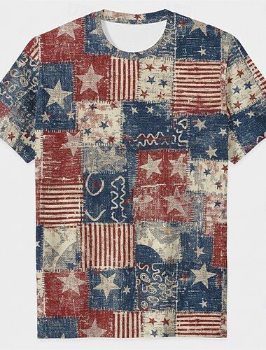  Patriotisk T-skjorte Grafisk T-skjorte USA Retro / vintage Patriotisk T-skjorte 1776–2026 til Unisex Voksne 3D-utskrift for Uavhengighetsdag 4. juli