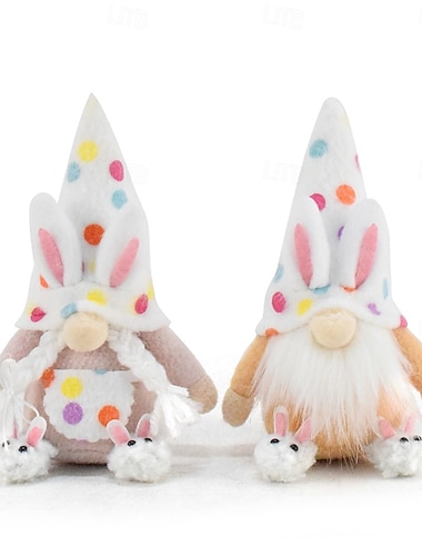  Osterkörbchen Füller 2er Pack Häschen Gnome Plüsch Osterdekorationen für Zuhause Frühlings Tomte mit Hasenohren Etageren Dekor Glückliche Feiertagsornamente Oster Geschenk für Kinder Mädchen Jungen