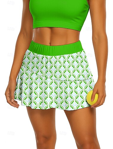  Szent Patrik Női Mértani Lezser szoknya Tenisz szoknya Kollázs Zseb 2 az 1-ben UPF50+ UV ellenálló Zsebekkel Röplabda Tenisz Tollaslabda Rövidnadrágok Szoknyák Piros Kék Zöld Tenisz ruházat