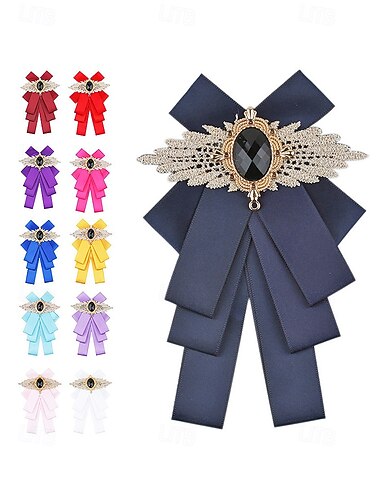  męska muszka poliestrowa z broszką, dostępna w wielu kolorach, elegancki styl na wesela i oficjalne wydarzenia