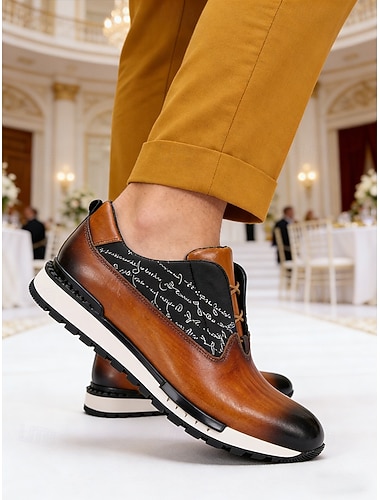  Braune Herren-Sneaker aus Leder mit floralen Akzenten, trendige Hochzeitsschuhe, perfekt für Bräutigam und Hochzeitsgäste