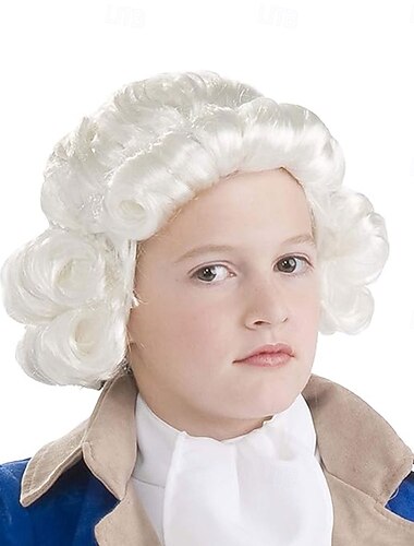  Perruque blanche juge hommes avocats cosplay costume des pères fondateurs perruques coloniales pour hommes