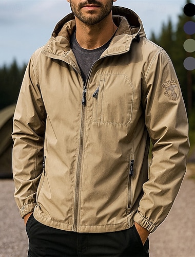  Miesten Ulkoilu takki Vaellustakki Urheilutakki Ulko- Vedenkestävä Tuulenkestävä Nopea kuivuminen Kevyt Vaellusasut Vaellusvaatteet Kevät Syksy Takki Tennis Golf Juoksu Yhtenäinen väri Musta Armeijan