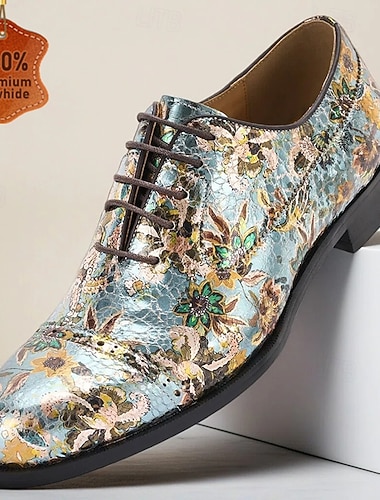  Luksuriøse skinnsko med blomstermotiv for menn – elegant design med blomsterdetaljer, perfekt for bryllup og formelle arrangementer