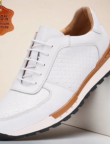  Miesten valkoiset nahkalenkkarit – kevyet ja hengittävät, rennosti sporttisella tyylillä, ihanteelliset jokapäiväiseen käyttöön