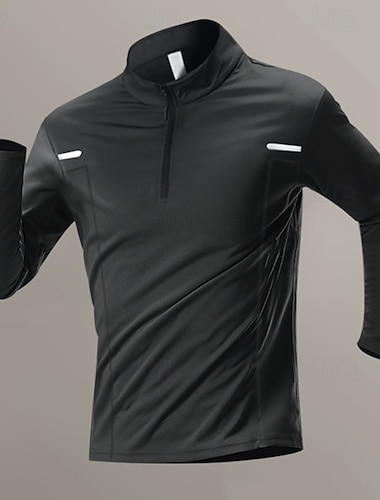  Homens Cor Sólida Camiseta de Corrida Camisetas Compressão Primavera Outono Manga Longa Secagem Rápida Compressão Pavio Humido Treino de Ginástica Treinamento Ativo Corrida Exercício Preto Azul Roupa