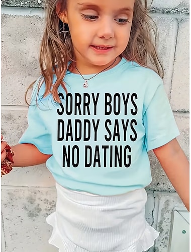  Flickor 3D Grafisk Bokstav T-shirt Kortärmad 3D-tryck Sommar Vår Sport Mode Streetwear Barn 4-12 år Rund hals Ledigt Dagligen Utomhus Normal