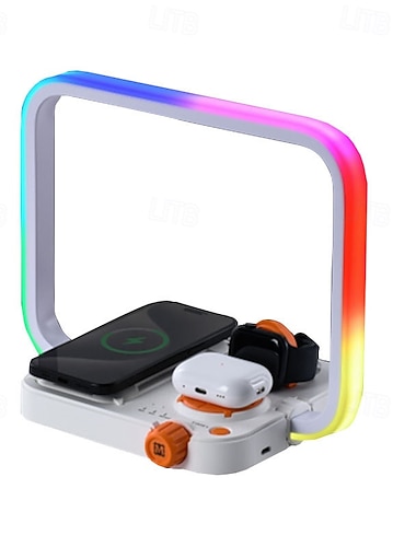  oltre alla lampada con ricarica wireless, lampada da tavolo con controllo touch e caricabatterie rapido, lampada da comodino con luminosità regolabile, braccio pieghevole a 180°, moderna luce notturna