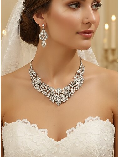  elegant, grønt smykkesett – statement-kjede og øredobber for kvinner, luksuriøst bryllup og festtilbehør