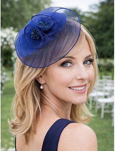  قبعة نسائية أنيقة من البوليستر، مزينة بشبكة زهرية متعددة الألوان، بتصميم كلاسيكي أنيق مناسب لحفلات الزفاف، وحفلات العشاء المسائية، وحفلات الحدائق، وسباقات الخيل، والمناسبات الرسمية.