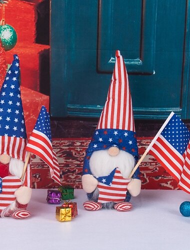  Set van 2 decoraties voor de Amerikaanse Onafhankelijkheidsdag, gezichtsloze poppen, Rudolf-poppen, decoratie voor evenementenlocaties