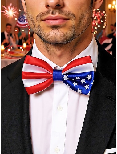  Vereinigte Staaten 250. Jubiläum Herren patriotisches Krawatte  Fliege Set Polyester Amerikanische Flagge Design klassischer formeller Stil für USA Unabhängigkeitstag Paraden Partys  Feierlichkeiten