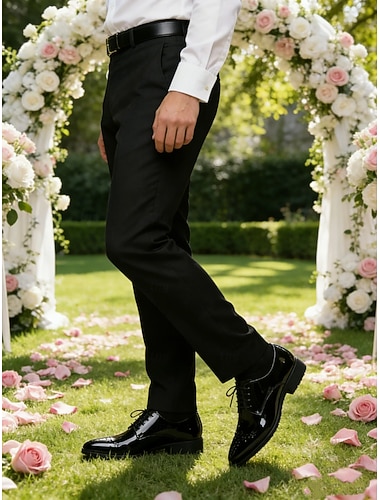  groene lakleren oxford-schoenen voor heren – formele glanzende veterschoenen voor zaken, bruiloften en speciale evenementen