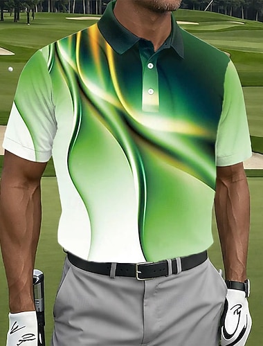  Per uomo Golf Linea Polo Sportivi Manica Corta Magliette polo Camicie con Colletto Casual Athleisure Bottoni Estate Primavera Viola Verde