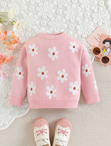  Bambino (1-4 anni) Ragazze Felpa Grafico All'aperto Stampa Manica Lunga Girocollo Vintage 1-3 anni Autunno Rosa