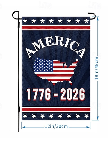  till minne av USA:s 250-årsjubileum, dekoration för trädgårdsflaggor, hängande flagga, dekoration av gårdsplan, imitation av hampflagga