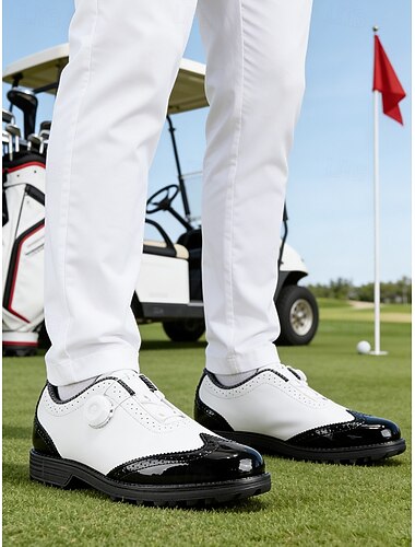  Stilige hvite og svarte golfsko for menn – førsteklasses kunstskinn, slitesterke, perfekte for golf og profesjonelle utendørsarrangementer