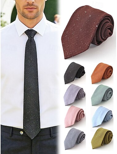  cravatta da uomo in poliestere con dettagli in rilievo – vari colori, elegante per matrimoni e cene, tinta unita con un sottile effetto luccicante