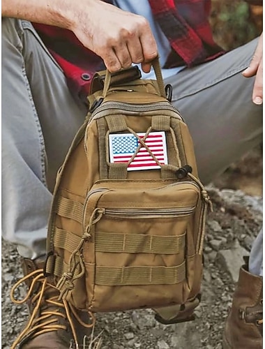  Herre kamuflasjeveske i nylon med brystveske – flere lommer, stor kapasitet, slitesterkt design for utendørssport, fotturer, camping og reiser